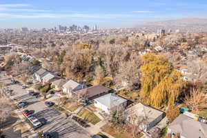 Birds eye view of property with a mountain view