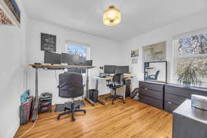 Office featuring light hardwood / wood-style floors