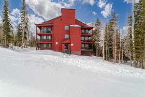 View of snow covered building