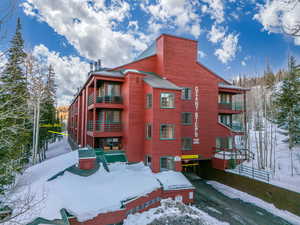 View of snow covered building