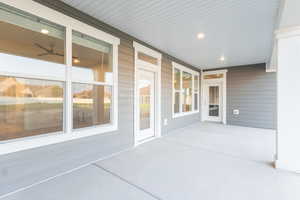 View of patio with covered porch