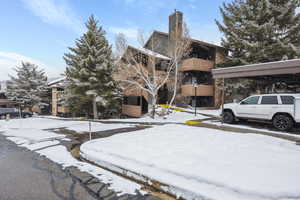 View of snow covered building