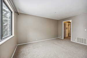 Unfurnished room with carpet flooring