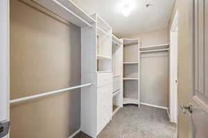 Spacious closet with carpet floors