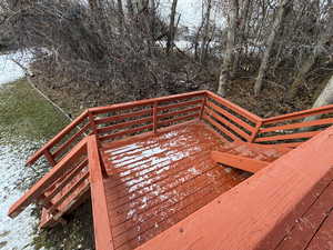 View of snow covered deck