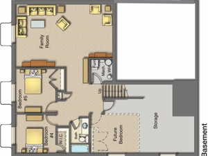 Standard basement plan.  Option available to finish