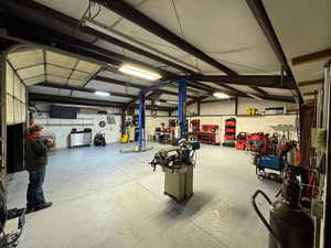 Garage with a workshop area