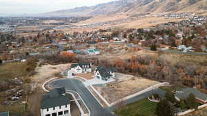 Birds eye view of property with a mountain view