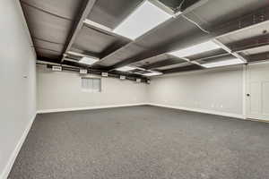 Basement with carpet floors