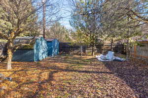 View of yard with a shed