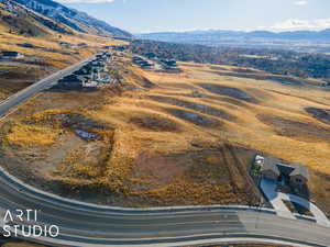 Aerial view featuring a mountain view