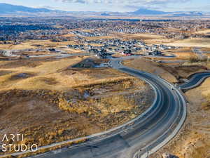 Aerial view featuring a mountain view