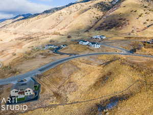 Aerial view with a mountain view