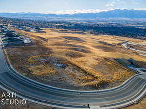 Aerial view featuring a mountain view