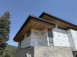 Exterior view of stone siding