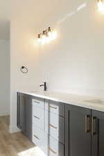 Bathroom featuring hardwood / wood-style flooring and vanity