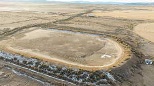 Birds eye view of property with a mountain view