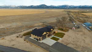 Bird's eye view featuring a mountain view and a rural view