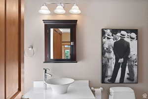 Bathroom with vanity and toilet