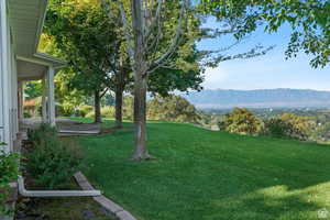 View of yard featuring a mountain view