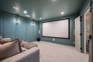 View of carpeted cinema room