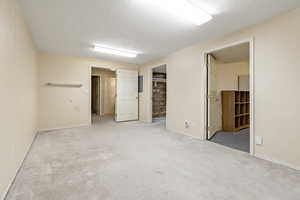 Unfurnished bonus room in basement featuring a spacious closet, large storage room, and utility room.