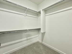 Spacious closet with carpet flooring