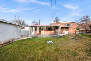 Rear view of house, Covered patio