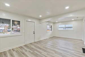 Entryway featuring plenty of natural light and light hardwood / wood-style floors