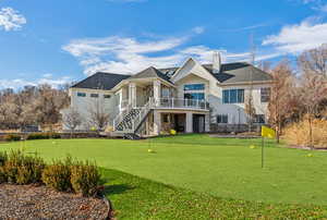 Exterior space featuring ceiling fan