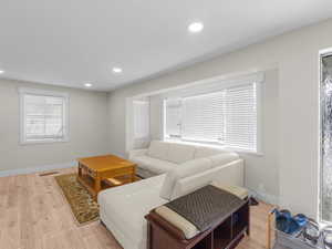 Living room featuring light hardwood / wood-style flooring