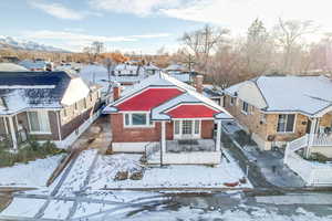 View of front of property with a mountain view