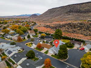 Drone / aerial view with a mountain view