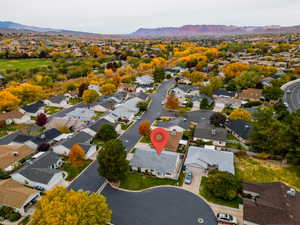 Bird's eye view featuring a mountain view