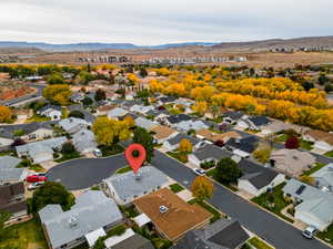 Drone / aerial view with a mountain view