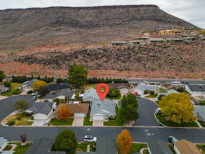 Bird's eye view featuring a mountain view