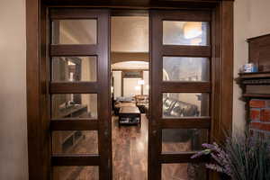 Interior space with hardwood / wood-style floors