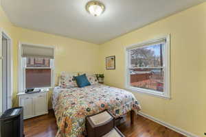 Bedroom featuring dark wood-type flooring