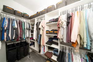 Spacious closet featuring carpet