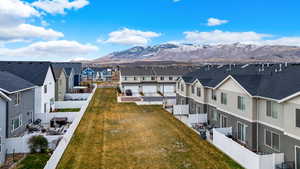 Aerial view featuring a mountain view