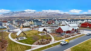 Drone / aerial view with a mountain view