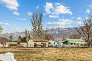 View of yard featuring a mountain view