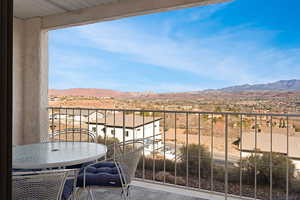 Balcony with a mountain view