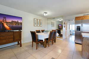 View of tiled dining area