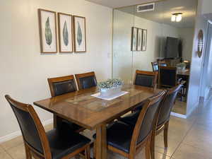 View of tiled dining area