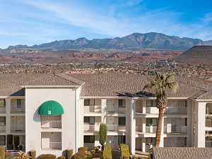 View of building exterior with a mountain view