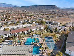 Bird's eye view with a mountain view