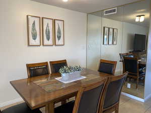 View of tiled dining area