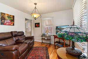 Living room featuring hardwood / wood-style flooring