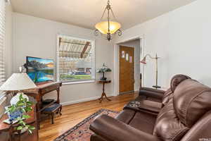 Living room featuring hardwood / wood-style flooring